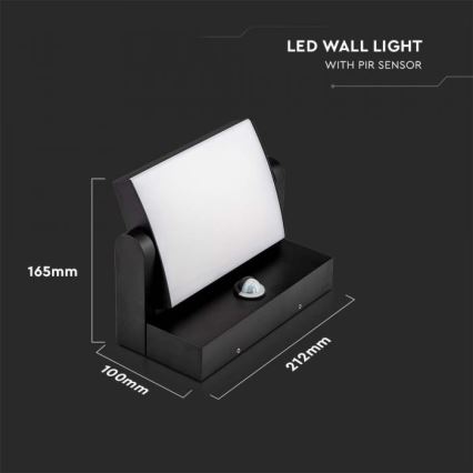 LED Outdoor wall light with a sensor LED/17W/230V 4000K IP65 black