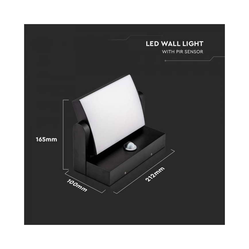 LED Outdoor wall light with a sensor LED/17W/230V 4000K IP65 black
