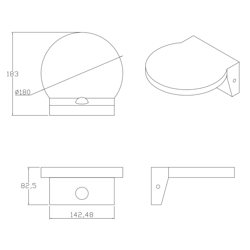 LED Outdoor wall light with a sensor TESA LED/10W/230V IP54 black
