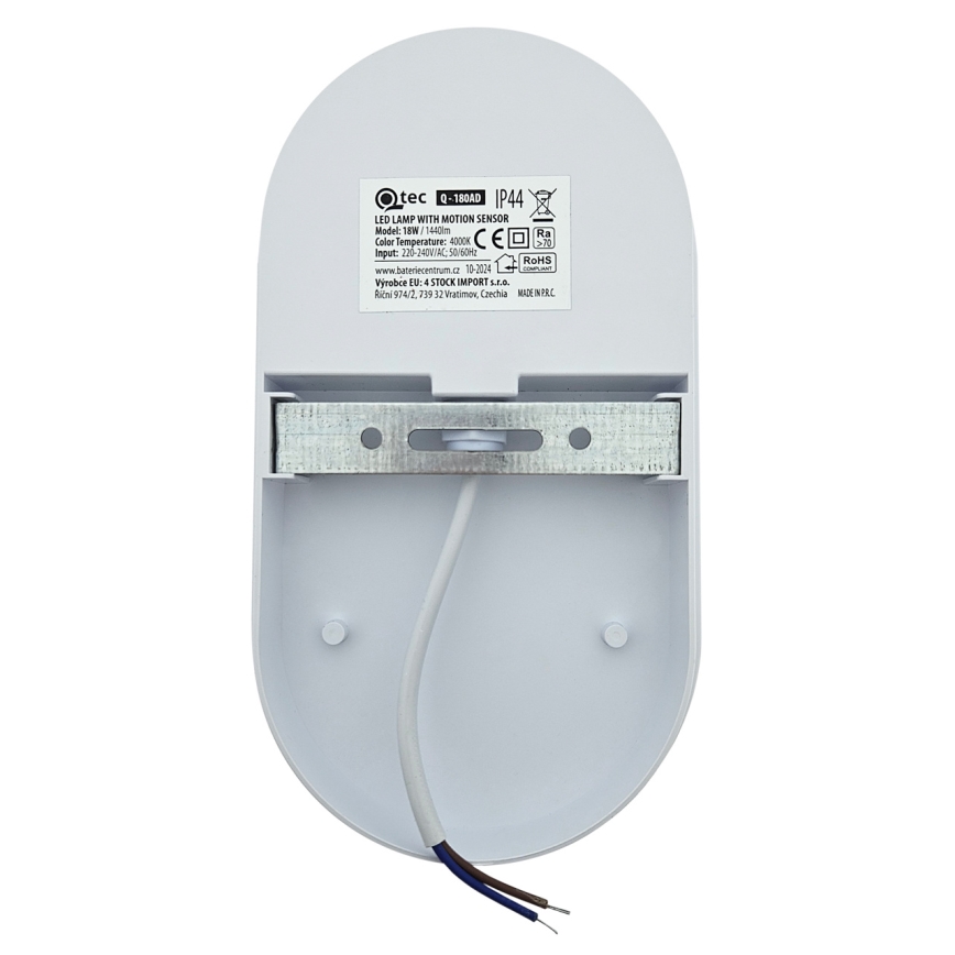 LED Outdoor Wall Light with Motion Sensor, 18W LED, 230V, IP44, Anthracite