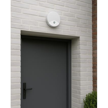 LED Outdoor Wall Light with Motion Sensor, 18W LED/230V, IP44, White