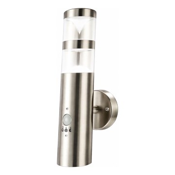 LED Outdoor Wall Light with Motion Sensor, 1× GU10 / 5W / 230V, IP44, Matte Chrome