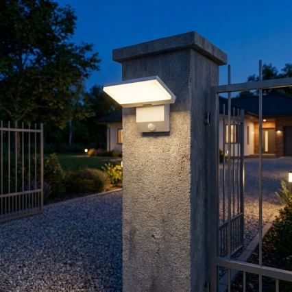 LED outdoor wall light with motion sensor, LED/18W/230V, IP44, white