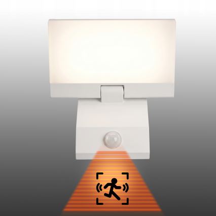 LED outdoor wall light with motion sensor, LED/18W/230V, IP44, white