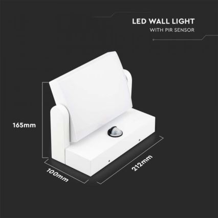 LED Outdoor Wall Light with Sensor LED/17W/230V 4000K IP65 White