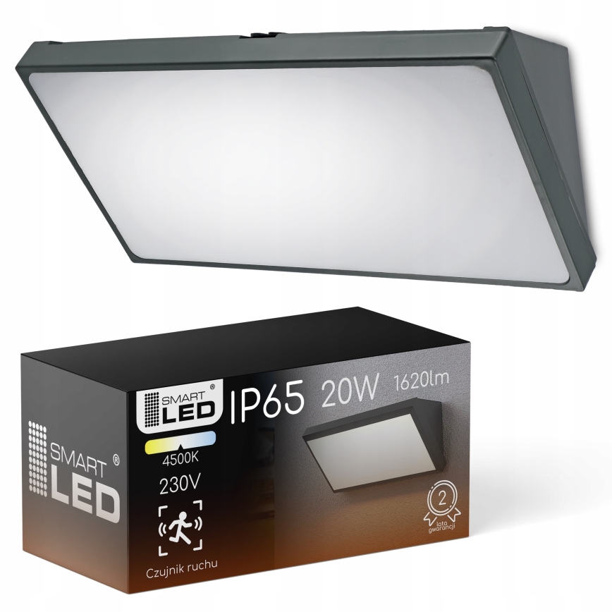 LED outdoor wall light with motion sensor LED/20W/230V IP65 gray