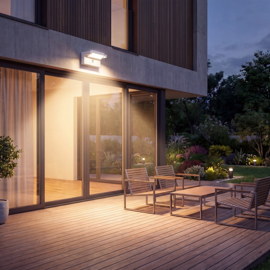 LED outdoor wall light with motion and dusk sensor LED/25W/230V 3000/4000/6500K IP54 white