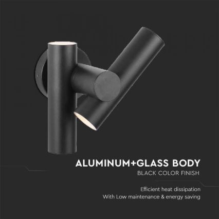 LED Outdoor wall flexible spotlight 2xLED/3W/230V 3000K IP44 black