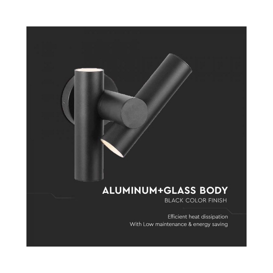 LED Outdoor wall flexible spotlight 2xLED/3W/230V 3000K IP44 black