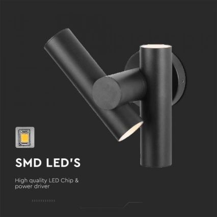 LED Outdoor wall flexible spotlight 2xLED/3W/230V 3000K IP44 black
