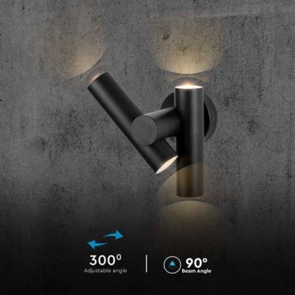 LED Outdoor wall flexible spotlight 2xLED/3W/230V 3000K IP44 black
