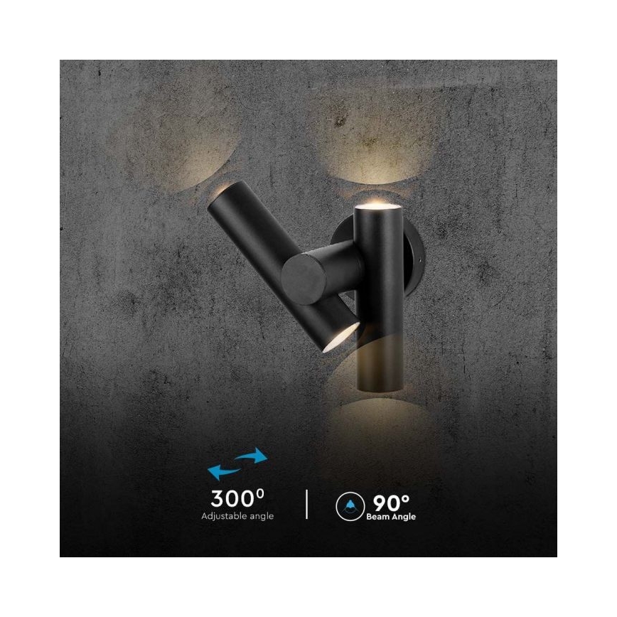 LED Outdoor wall flexible spotlight 2xLED/3W/230V 3000K IP44 black