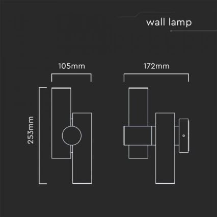 LED Outdoor wall flexible spotlight 2xLED/3W/230V 3000K IP44 black