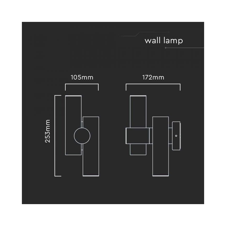 LED Outdoor wall flexible spotlight 2xLED/3W/230V 3000K IP44 black