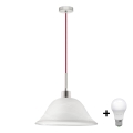 LED pendant lamp on cable 1xE27/60W/230V white/red