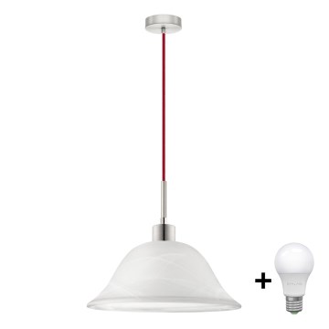 LED pendant lamp on cable 1xE27/60W/230V white/red