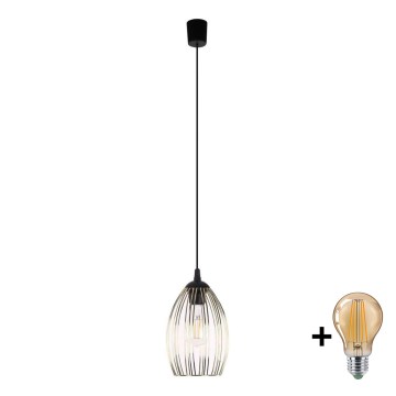 LED pendant lamp on cable LIZA 1xE27/15W/230V black/gold