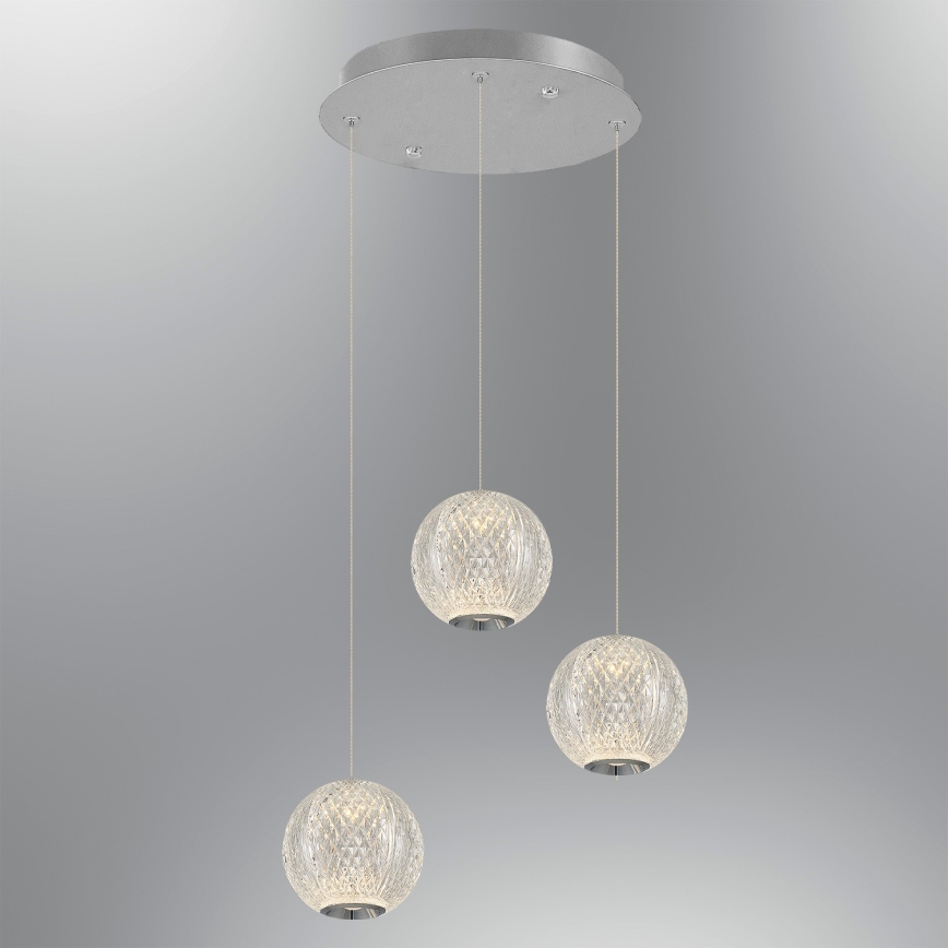 LED Pendant Light CREMONA 3xLED/5W/230V 3000K matte chrome
