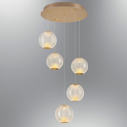 LED Pendant Light CREMONA 5xLED/5W/230V 3000K Gold