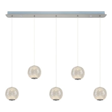LED Pendant Light CREMONA 5xLED/5W/230V 3000K Matt Chrome