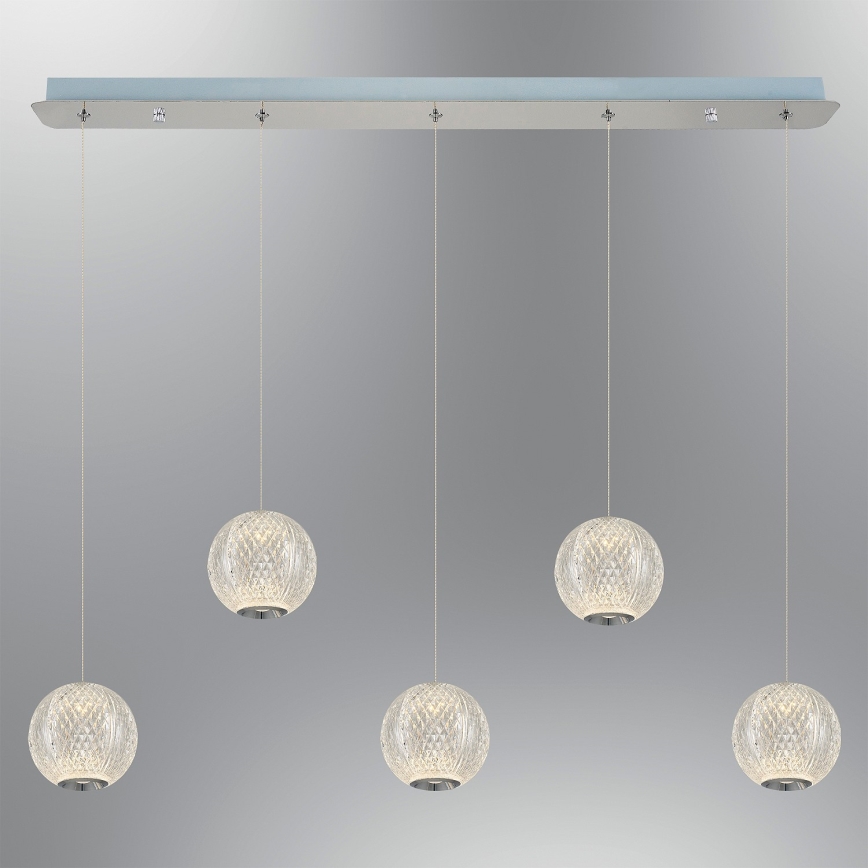 LED Pendant Light CREMONA 5xLED/5W/230V 3000K Matt Chrome