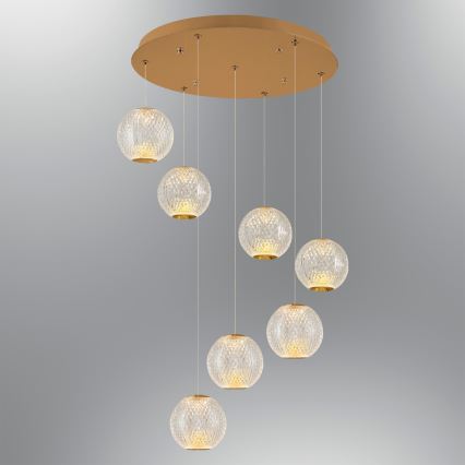 LED Pendant Light CREMONA 7xLED/5W/230V 3000K Gold