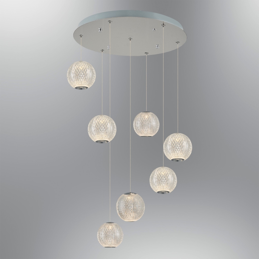 LED Pendant Light CREMONA 7xLED/5W/230V 3000K Matt Chrome