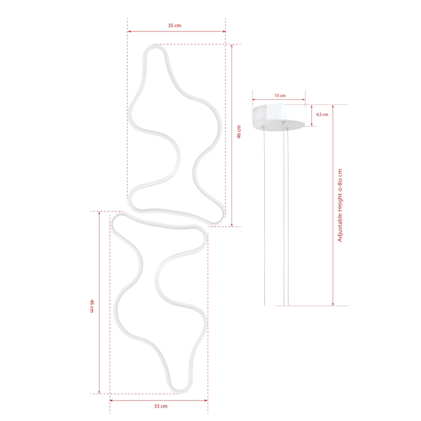 LED Pendant Light DUPLE ARTISAN LED/80W/230V 6500K White