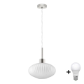 LED Pendant Light HARMA 1xE27/60W/230V dia. 30 cm matte chrome/white