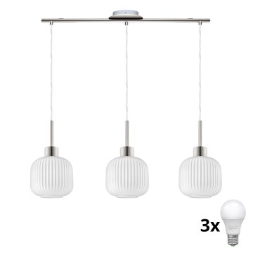 LED Pendant Light HARMA 3xE27/60W/230V matte chrome/white