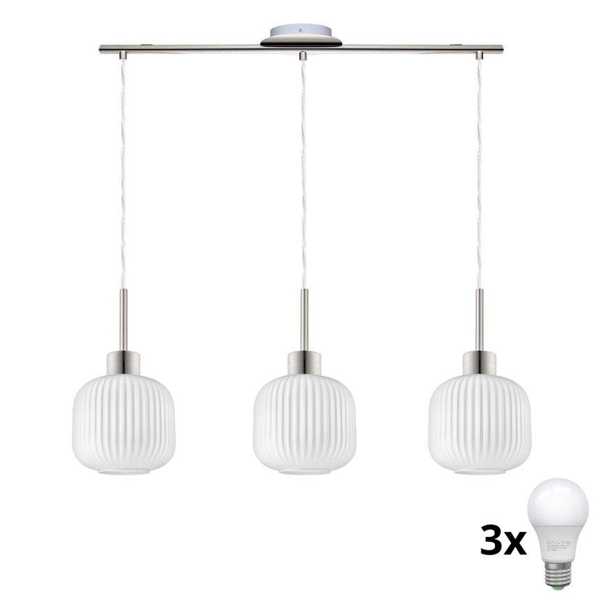 LED Pendant Light HARMA 3xE27/60W/230V matte chrome/white
