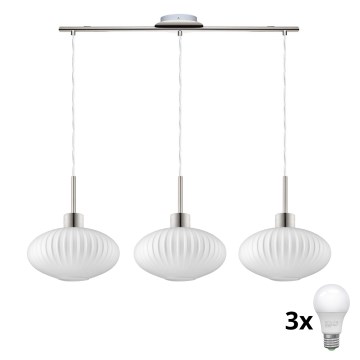 LED Pendant Light HARMA 3xE27/60W/230V matte chrome/white