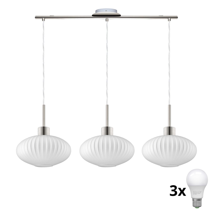 LED Pendant Light HARMA 3xE27/60W/230V matte chrome/white