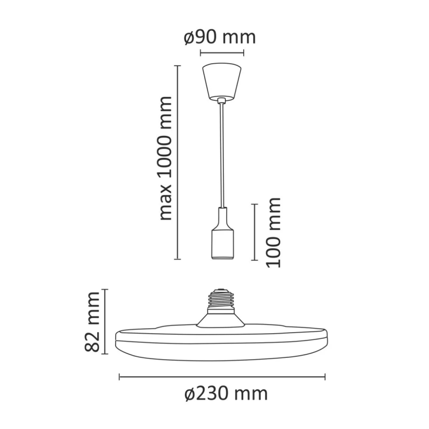 LED pendant light KIKI 1xE27/15W/230V black