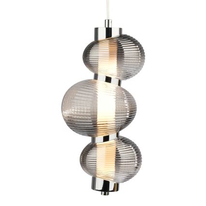 LED pendant light on cable BOLLA LED/12W/230V Ø 16 cm polished chrome/smoked grey