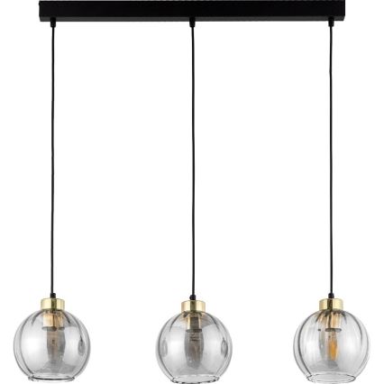 LED pendant light on cable DEVI 3xE27/15W/230V black/smoked