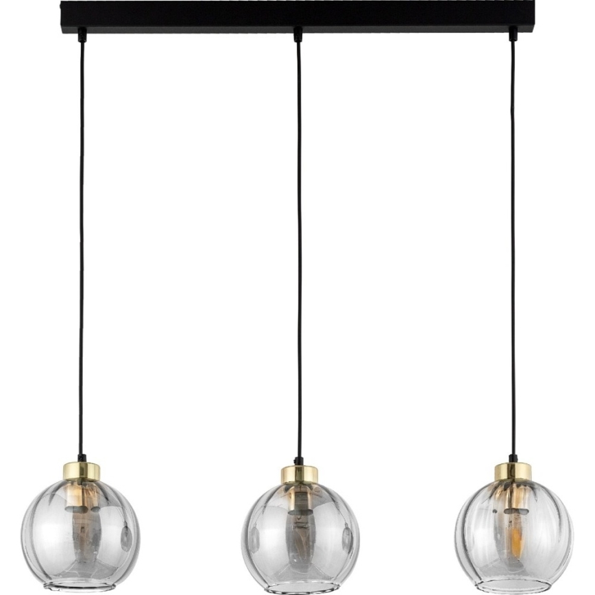 LED pendant light on cable DEVI 3xE27/15W/230V black/smoked
