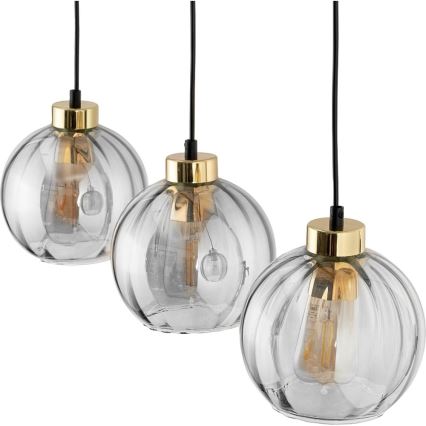 LED pendant light on cable DEVI 3xE27/15W/230V black/smoked