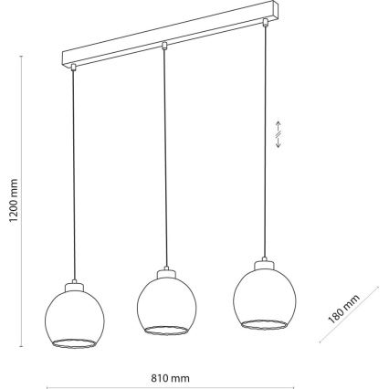 LED pendant light on cable DEVI 3xE27/15W/230V black/smoked