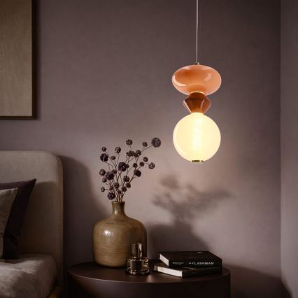 LED pendant light on cable FLORES LED/10W/230V gold/orange/brown