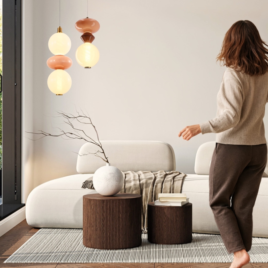 LED pendant light on cable FLORES LED/10W/230V gold/orange/brown