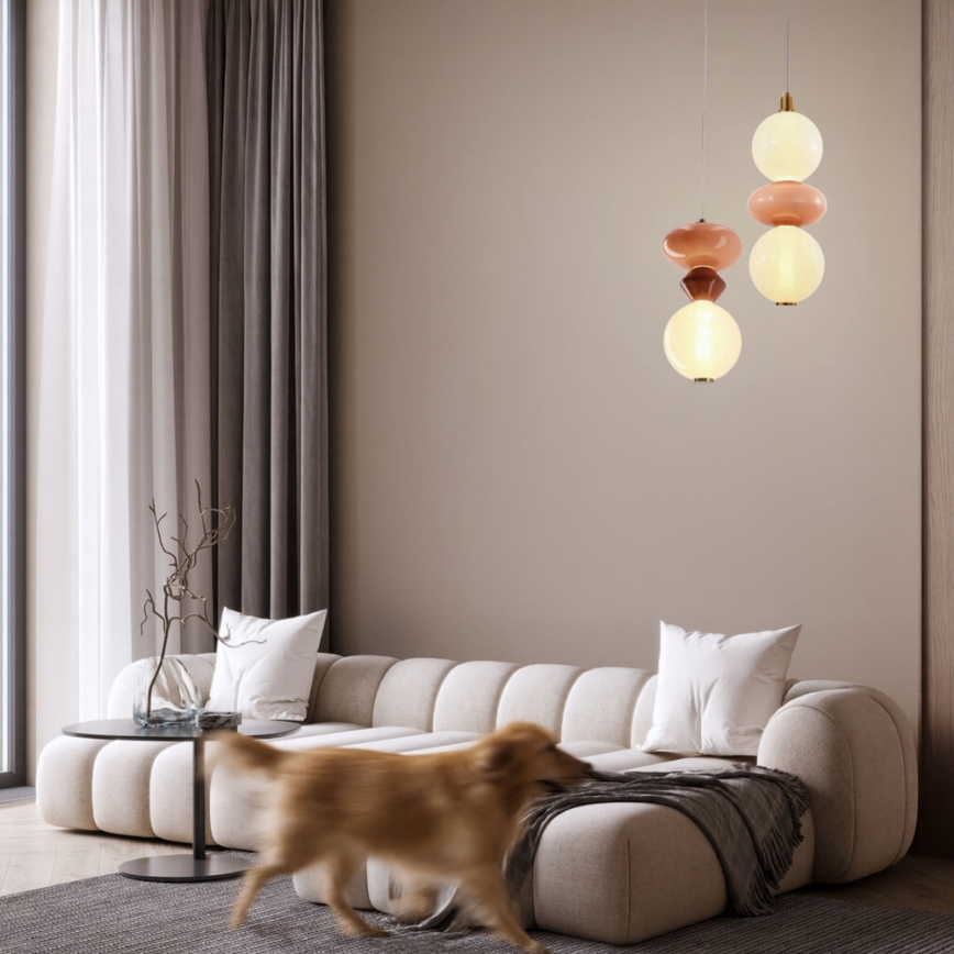 LED pendant light on cable FLORES LED/10W/230V gold/orange/brown
