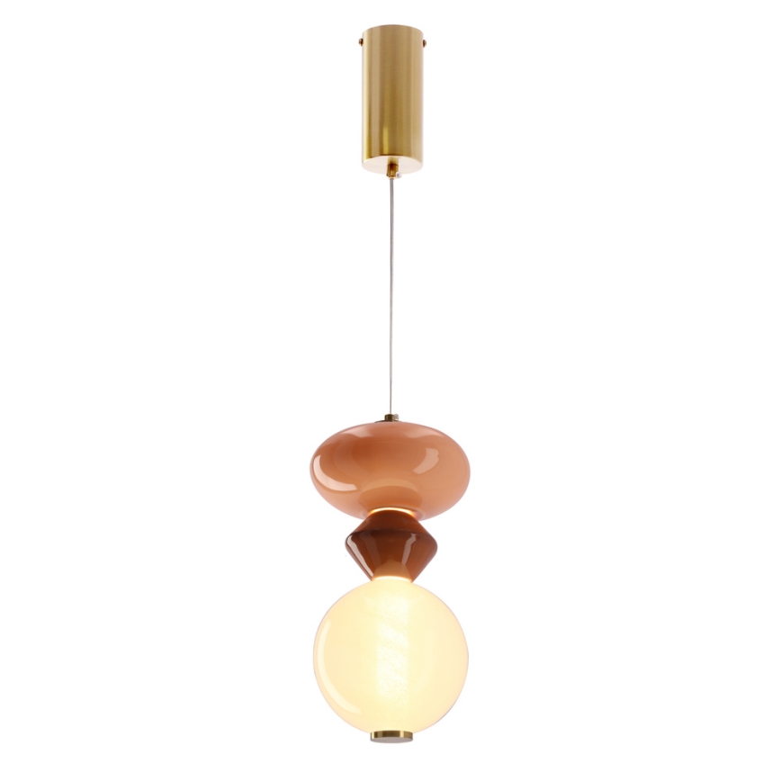 LED pendant light on cable FLORES LED/10W/230V gold/orange/brown