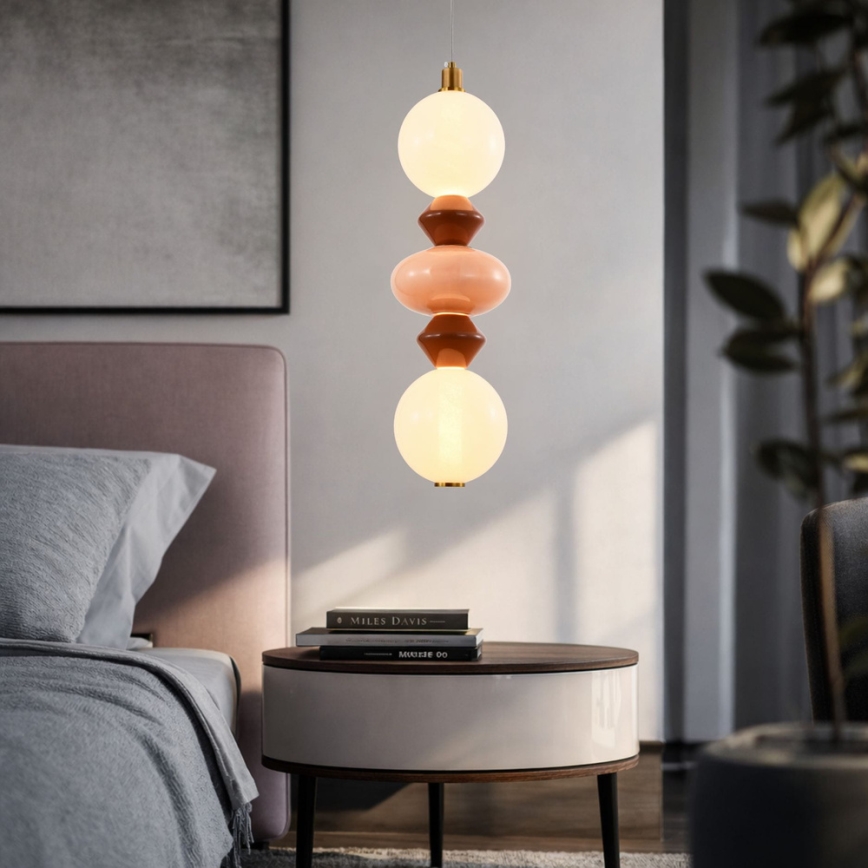 LED Pendant Light on Cable FLORES LED/15W/230V gold/orange/brown
