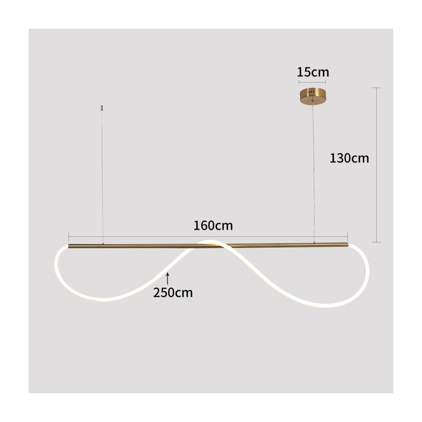 LED pendant light on cable MELECA LED/36W/230V 3000/4000/6000K 160 cm gold