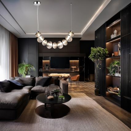 LED Pendant on Cable BOLLA LED/36W/230V polished chrome/smoky grey