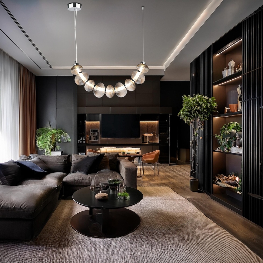 LED Pendant on Cable BOLLA LED/36W/230V polished chrome/smoky grey