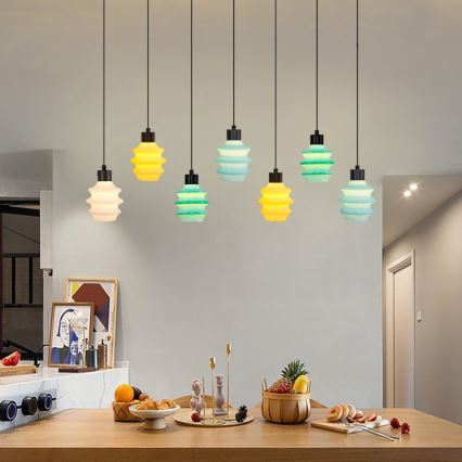 LED pendant on cable CACTUS 7xLED/2.8W/230V 3000K green/yellow/white