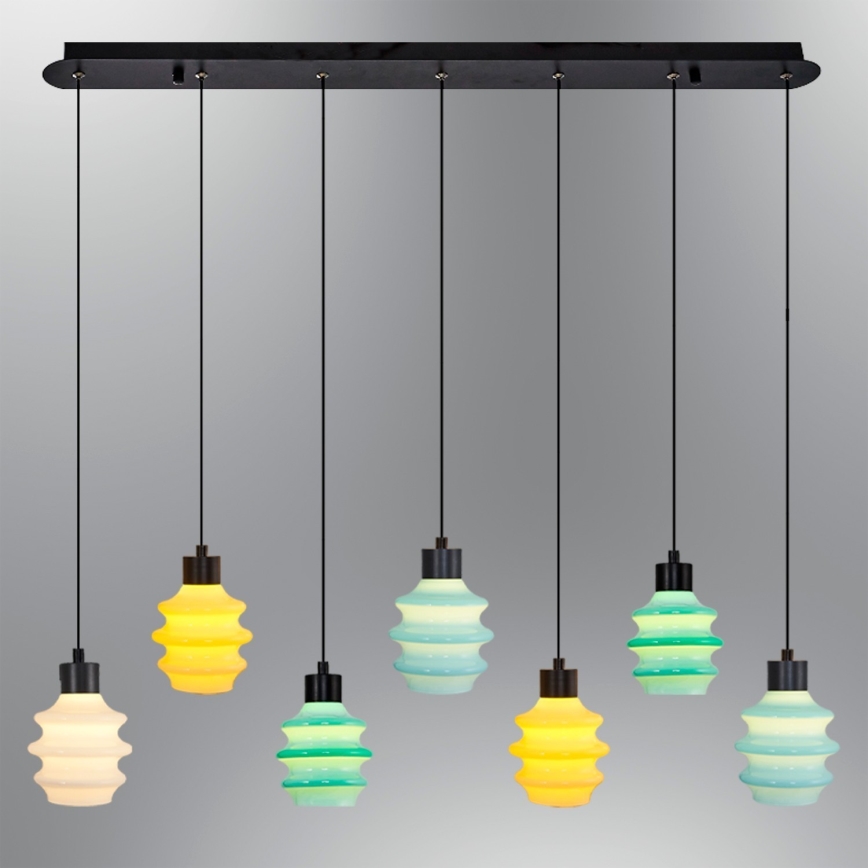 LED pendant on cable CACTUS 7xLED/2.8W/230V 3000K green/yellow/white