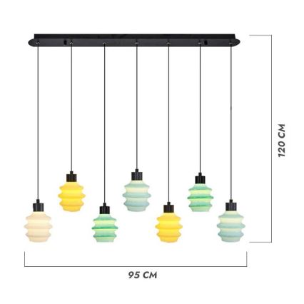 LED pendant on cable CACTUS 7xLED/2.8W/230V 3000K green/yellow/white